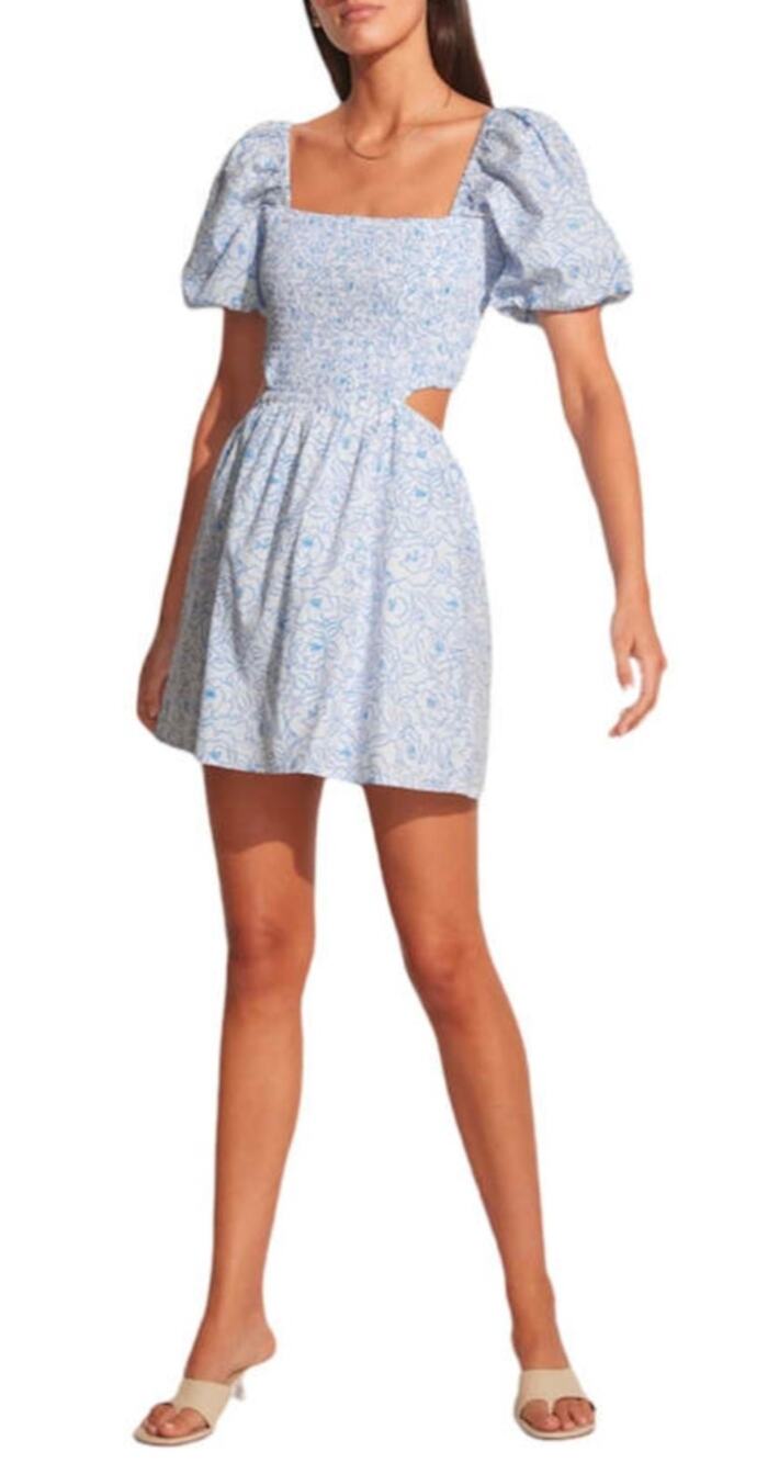 Womens Faithfull The Brand Vendita Mini Dress Size 12 Martine Blue Floral Print